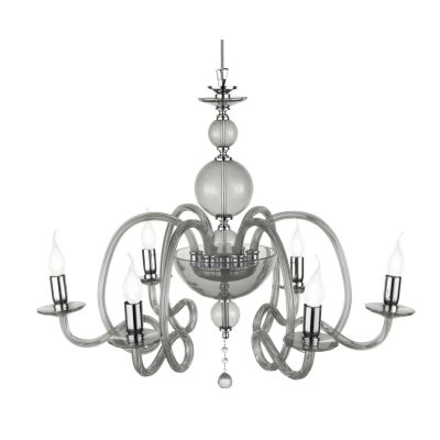 VIVALDI LAMPADARIO A SOSPENSIONE CLASSICO 6 LUCI IN VETRO E CRISTALLO IN 8 COLORI DI ONDALUCELU ONDALUCE CICIRIELLO - Cristalens