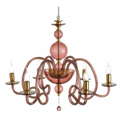 VIVALDI LAMPADARIO A SOSPENSIONE CLASSICO 6 LUCI IN VETRO E CRISTALLO IN 8 COLORI DI ONDALUCELU ONDALUCE CICIRIELLO - Cristalens