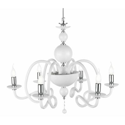 VIVALDI LAMPADARIO A SOSPENSIONE CLASSICO 6 LUCI IN VETRO E CRISTALLO IN 8 COLORI DI ONDALUCELU ONDALUCE CICIRIELLO - Cristalens