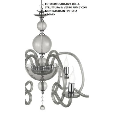 VIVALDI LAMPADARIO A SOSPENSIONE CLASSICO 8 LUCI CON CRISTALLI E VETRO COLORATO 8 COLORI ONDALUCE CICIRIELLO - Cristalensi Shop