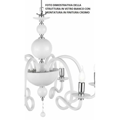 VIVALDI LAMPADARIO A SOSPENSIONE CLASSICO 8 LUCI CON CRISTALLI E VETRO COLORATO 8 COLORI ONDALUCE CICIRIELLO - Cristalensi Shop
