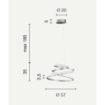 VUELTA SOSPENSIONE LAMPADARIO LED INTEGRATO 50W DIMMERABILE GRIGIA O BIANCA ONDALUCE CICIRIELLO - Cristalensi Shop Online