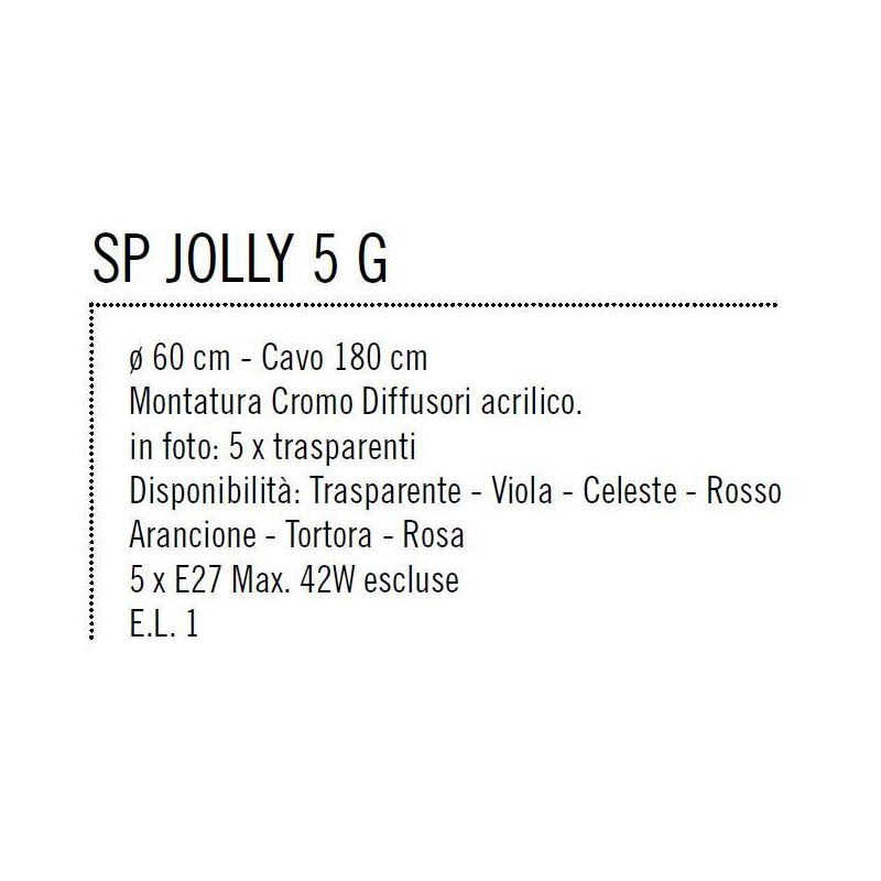 JOLLY SPG LAMPADARIO MODERNO IN ACRILICO 7 COLORI DIAMETRO 60 CM ECONOMICO Illuminando - Cristalensi Shop Online