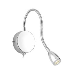 PARIS APPLIQUE DA LETTURA CON BRACCIO FLESSIBILE LED 2W LUCE 3000K BIANCA CROMO O ACCIAIO Pan International - Cristalensi Shop O 2