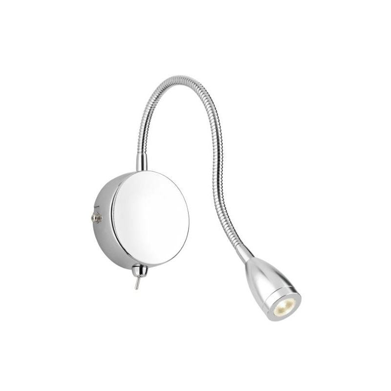 PARIS APPLIQUE DA LETTURA CON BRACCIO FLESSIBILE LED 2W LUCE 3000K BIANCA CROMO O ACCIAIO Pan International - Cristalensi Shop O