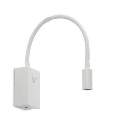 BERLIN APPLIQUE CON PORTA USB E BRACCIO FLESSIBILE LED 3W LUCE 3000K BIANCA O NERA Pan International - Cristalensi Shop Online