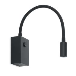 BERLIN APPLIQUE CON PORTA USB E BRACCIO FLESSIBILE LED 3W LUCE 3000K BIANCA O NERA Pan International - Cristalensi Shop Online 2