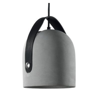 URBAN SOSPENSIONE IN CEMENTO E PELLE NERA CON LAMPADINA LED INCLUSA Pan International - Cristalensi Shop Online