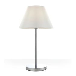 SOFT LAMPADA DA TAVOLO IN METALLO CROMO CON PARALUME IN TESSUTO ALTEZZA CM 54 ATTACCO E27 Pan International - Cristalensi Shop O