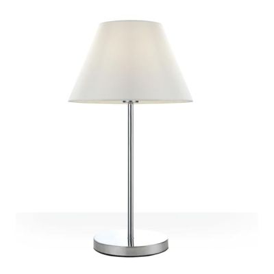 SOFT LAMPADA DA TAVOLO IN METALLO CROMO CON PARALUME IN TESSUTO ALTEZZA CM 54 ATTACCO E27 Pan International - Cristalensi Shop O