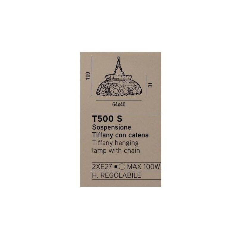 T500-S SOSPENSIONE RETTANGOLARE IN VETRO TIFFANY Perenz - Cristalensi Shop Online