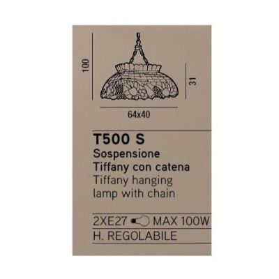 T500-S SOSPENSIONE RETTANGOLARE IN VETRO TIFFANY Perenz - Cristalensi Shop Online
