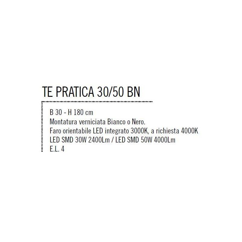 PRATICA LAMPADA DA TERRA LED 30W IN METALLO NERO O BIANCO ECONOMICA Illuminando - Cristalensi Shop Online