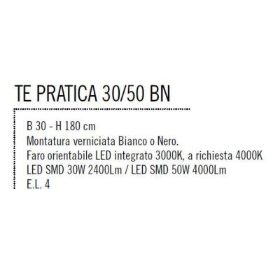 PRATICA LAMPADA DA TERRA LED 30W IN METALLO NERO O BIANCO ECONOMICA Illuminando - Cristalensi Shop Online