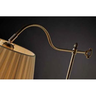 BRIDGE LAMPADA DA TERRA CLASSICA METALLO BRUNITO PARALUME FASCIATO PLISSE AVORIO Illuminando - Cristalensi Shop Online