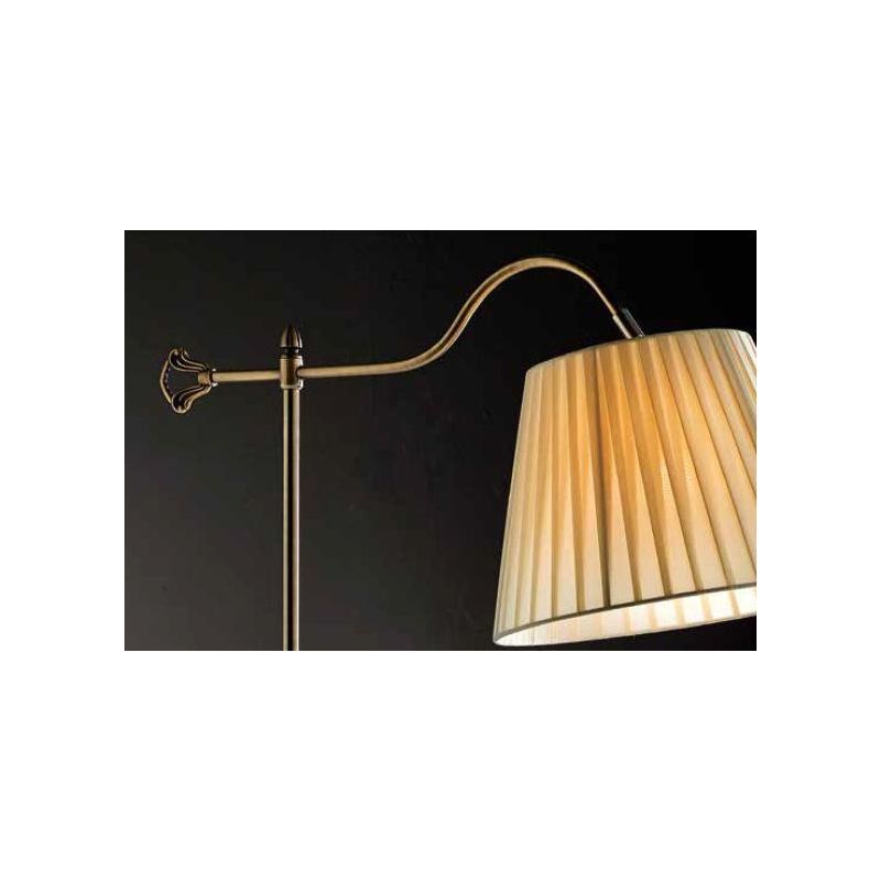 BRIDGE LAMPADA DA TERRA CLASSICA METALLO BRUNITO PARALUME FASCIATO PLISSE AVORIO Illuminando - Cristalensi Shop Online