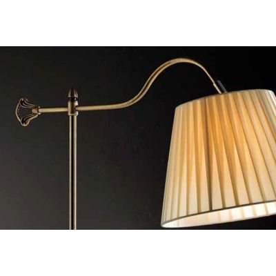 BRIDGE LAMPADA DA TERRA CLASSICA METALLO BRUNITO PARALUME FASCIATO PLISSE AVORIO Illuminando - Cristalensi Shop Online