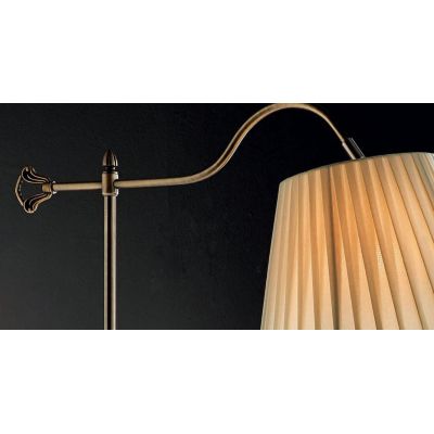 BRIDGE LAMPADA DA TERRA CLASSICA METALLO BRUNITO PARALUME FASCIATO PLISSE AVORIO Illuminando - Cristalensi Shop Online