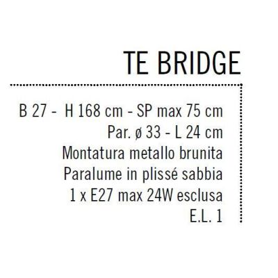 BRIDGE LAMPADA DA TERRA CLASSICA METALLO BRUNITO PARALUME FASCIATO PLISSE AVORIO Illuminando - Cristalensi Shop Online