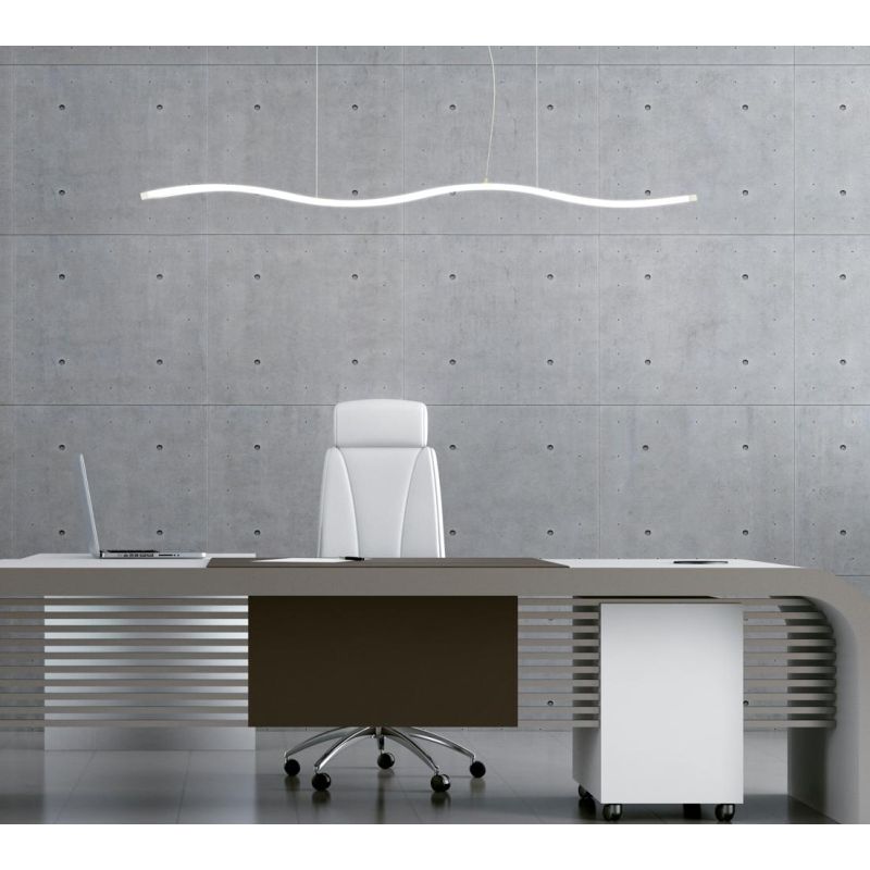 ONDA SOSPENSIONE LAMPADARIO ONDULATO BIANCO RETTANGOLARE LED DIMMERABILE MODERNA PROMOINGROSS - Cristalensi Shop Online
