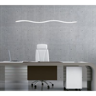 ONDA SOSPENSIONE LAMPADARIO ONDULATO BIANCO RETTANGOLARE LED DIMMERABILE MODERNA PROMOINGROSS - Cristalensi Shop Online