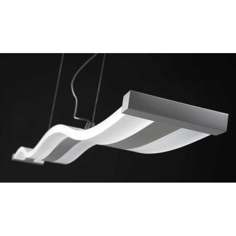 ONDA SOSPENSIONE LAMPADARIO ONDULATO BIANCO RETTANGOLARE LED DIMMERABILE MODERNA PROMOINGROSS - Cristalensi Shop Online
