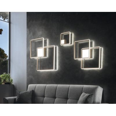 DOWEL PLAFONIERA APPLIQUE GRANDE LED 3000K DIMMERABILE MONTATURA ORO O SILVER ONDALUCE CICIRIELLO - Cristalensi Shop Online