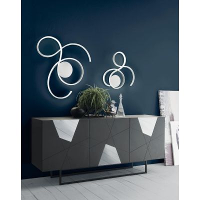 TWIST APPLIQUE PLAFONIERA GRANDE LED INTEGRATO 57W GRIGIA O BIANCA MODERNA ONDALUCE CICIRIELLO - Cristalensi Shop Online