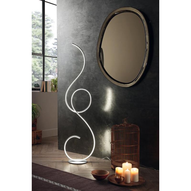 FLOK PIANTANA LAMPADA DA TERRA LED DIMMERABILE NERA GRIGIA BIANCA MODERNA ONDALUCE CICIRIELLO - Cristalensi Shop Online