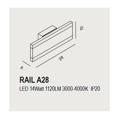 RAIL A28 APPLIQUE LED 14W LUCE DIFFUSA 14 COLORI MODERNO ECONOMICO PROMOINGROSS - Cristalensi Shop Online