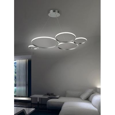 POIS LAMPADARIO SOSPENSIONE GRIGIO O ORO LED 60W 6000LM MODERNA LUCE DIFFUSA ONDALUCE CICIRIELLO - Cristalensi Shop Online