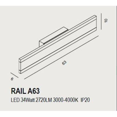RAIL A63 APPLIQUE LED 34W LUCE DIFFUSA 14 COLORI MODERNO DI PROMOINGROSS PROMOINGROSS - Cristalensi Shop Online