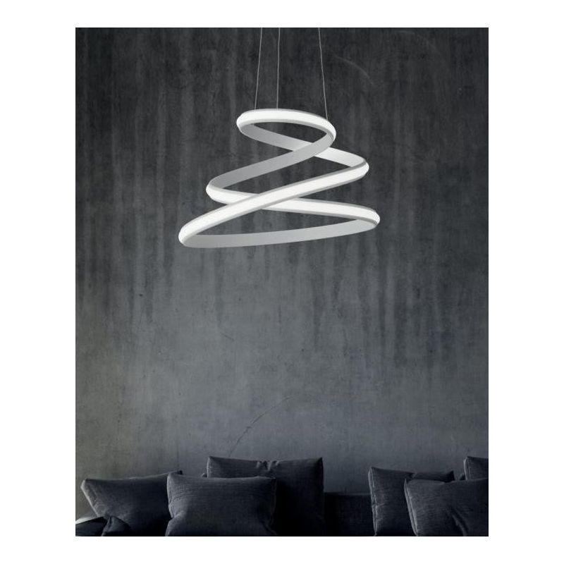 VUELTA SOSPENSIONE LAMPADARIO LED INTEGRATO 50W DIMMERABILE GRIGIA O BIANCA ONDALUCE CICIRIELLO - Cristalensi Shop Online