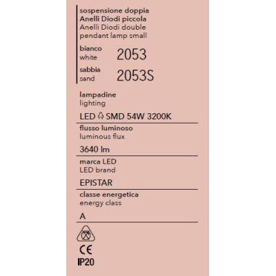2053 DOPPIO ANELLO DIAMETRO 60-40 LED 54W COLORE SABBIA O BIANCO MODERNO AFFRALUX AFFRALUX - Cristalensi Shop Online