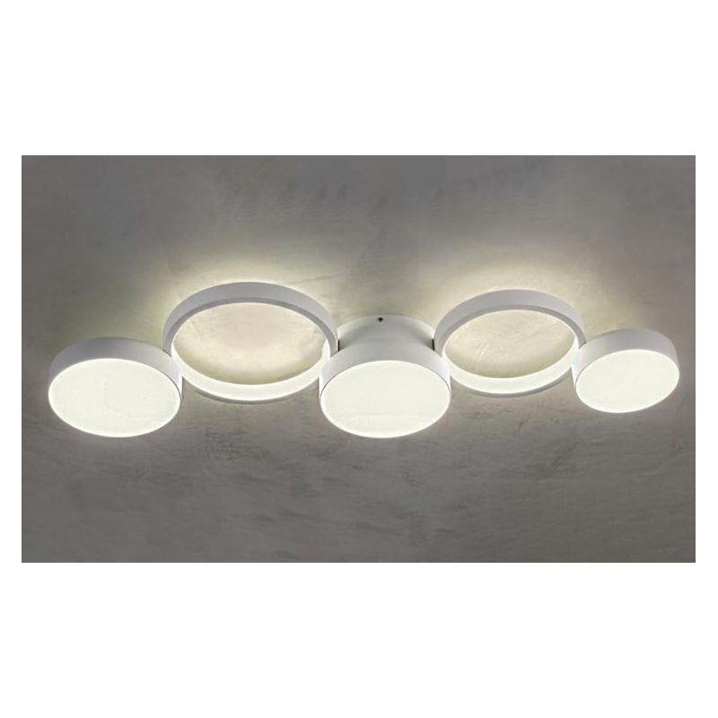 CRONOS PLAFONIERA MODERNA 5 CERCHI BRONZO,NERO O BIANCO LED 65W LUCE 3000K DIMMERABILE Redo Group - Cristalensi Shop Online