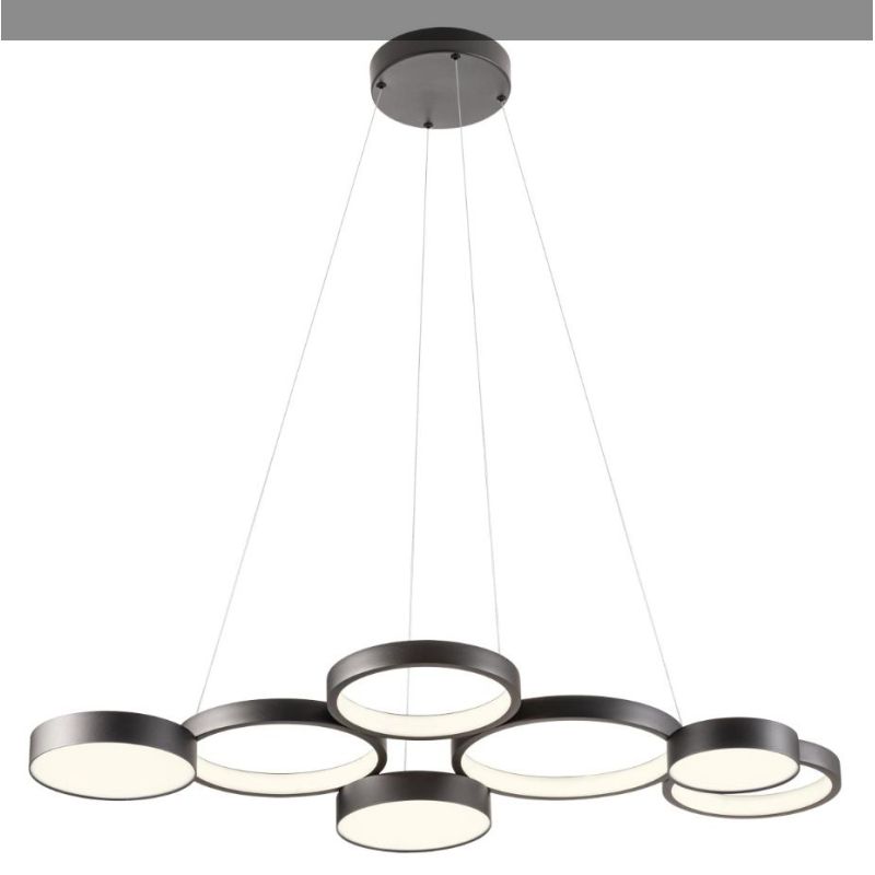 CRONOS SOSPENSIONE MODERNA 7 CERCHI BRONZO, NERA O BIANCA LED 65W LUCE 3000K DIMMERABILE Redo Group - Cristalensi Shop Online