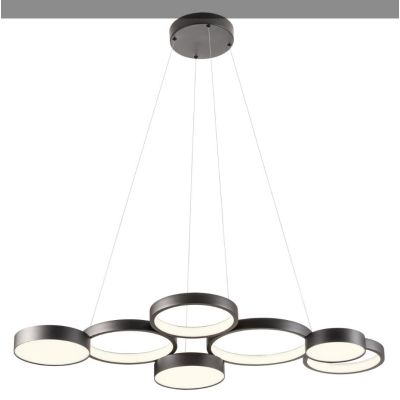 CRONOS SOSPENSIONE MODERNA 7 CERCHI BRONZO, NERA O BIANCA LED 65W LUCE 3000K DIMMERABILE Redo Group - Cristalensi Shop Online