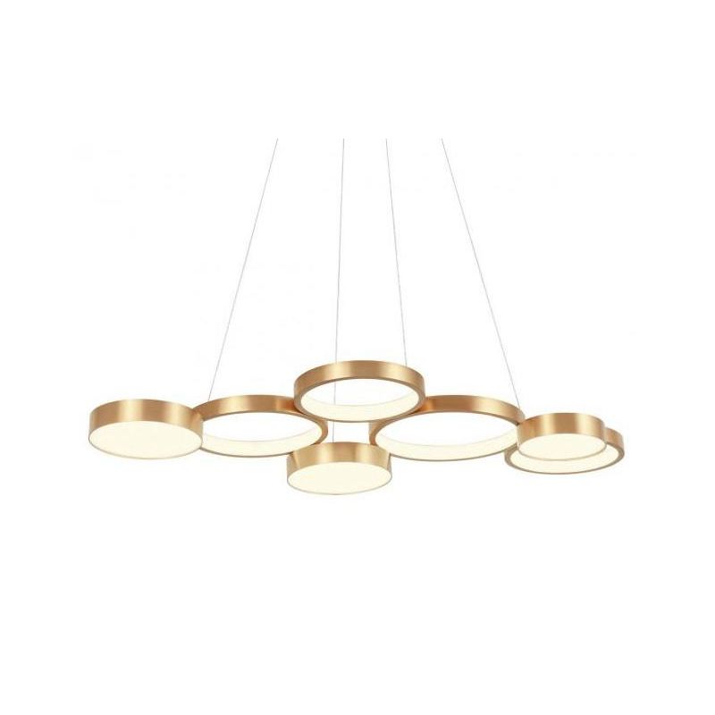 CRONOS SOSPENSIONE MODERNA 7 CERCHI BRONZO, NERA O BIANCA LED 65W LUCE 3000K DIMMERABILE Redo Group - Cristalensi Shop Online