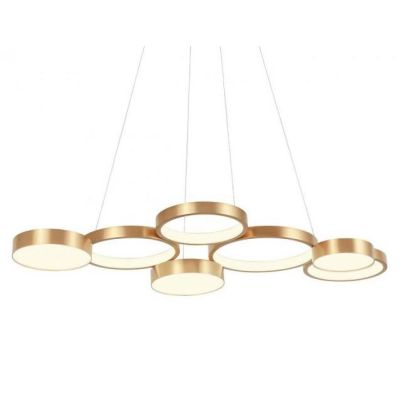 CRONOS SOSPENSIONE MODERNA 7 CERCHI BRONZO, NERA O BIANCA LED 65W LUCE 3000K DIMMERABILE Redo Group - Cristalensi Shop Online