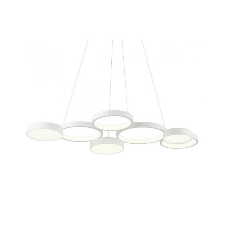 CRONOS SOSPENSIONE MODERNA 7 CERCHI BRONZO, NERA O BIANCA LED 65W LUCE 3000K DIMMERABILE Redo Group - Cristalensi Shop Online