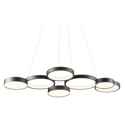 CRONOS SOSPENSIONE MODERNA 7 CERCHI BRONZO, NERA O BIANCA LED 65W LUCE 3000K DIMMERABILE Redo Group - Cristalensi Shop Online