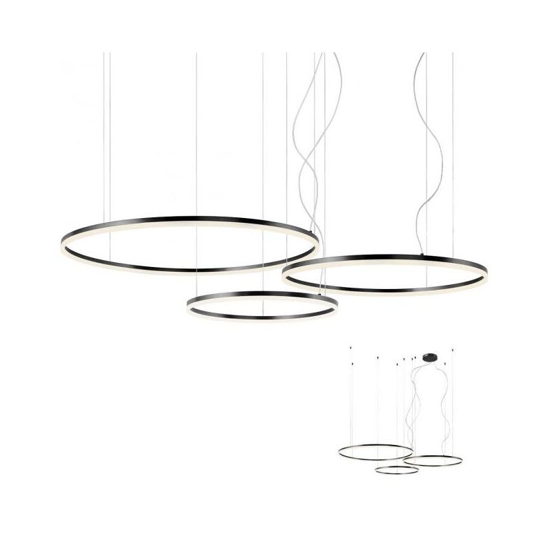 ORBIT SOSPENSIONE CON 3 ANELLI LED 163W DIMMERABILE BRONZO, BIANCA O NERA Redo Group - Cristalensi Shop Online