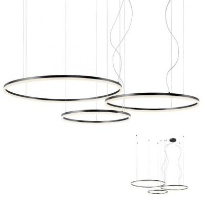 ORBIT SOSPENSIONE CON 3 ANELLI LED 163W DIMMERABILE BRONZO, BIANCA O NERA Redo Group - Cristalensi Shop Online