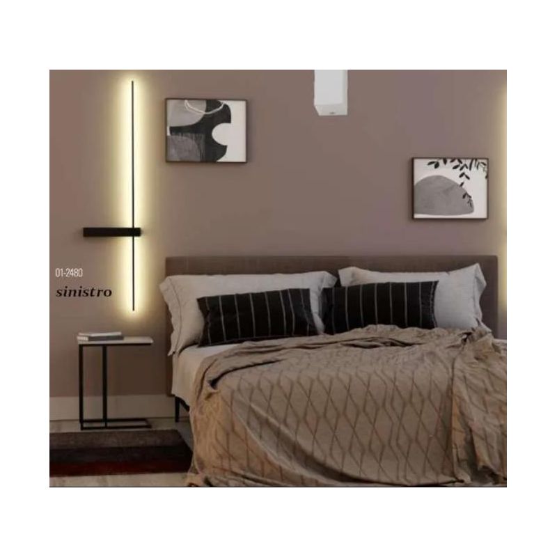 TANGENT APPLIQUE LINEARE NERA CON BASE SU LATO SINISTRO LED 14W LUCE 3000K H125 CM Redo Group - Cristalensi Shop Online
