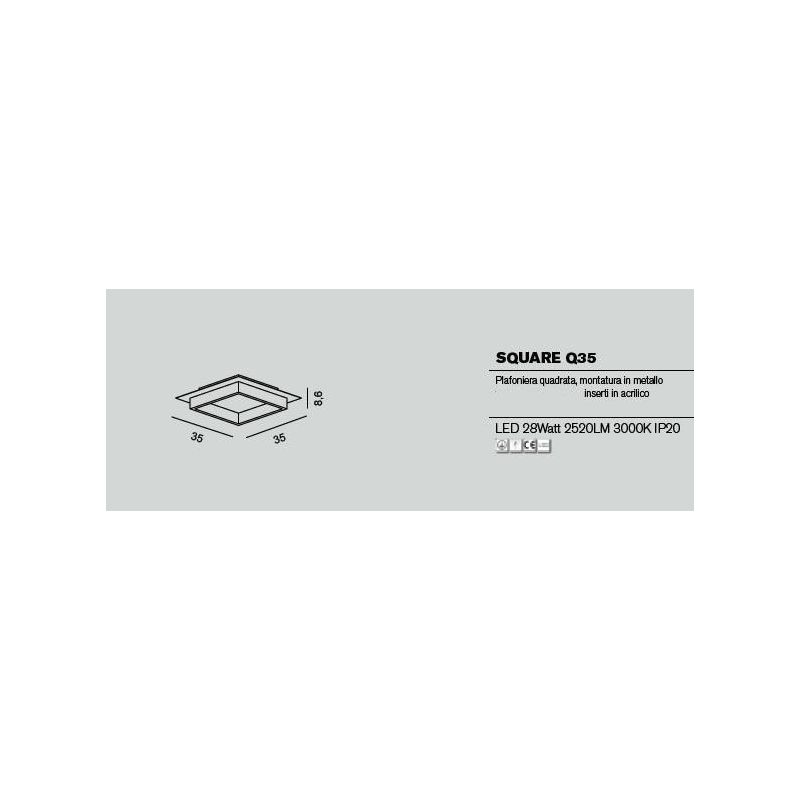 SQUARE Q35 PLAFONIERA QUADRATA 35X35 CM LED 28W MODERNA 14 COLORI DI PROMOINGROSS PROMOINGROSS - Cristalensi Shop Online