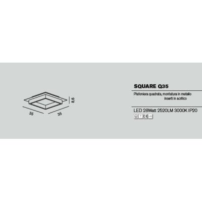 SQUARE Q35 PLAFONIERA QUADRATA 35X35 CM LED 28W MODERNA 14 COLORI DI PROMOINGROSS PROMOINGROSS - Cristalensi Shop Online