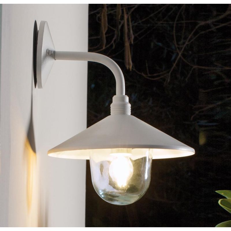 SPECTRE APPLIQUE DA ESTERNO CORTEN O BIANCO CON PIATTINO IN STILE VINTAGE IP44 DI SOVIL Sovil - Cristalensi Shop Online