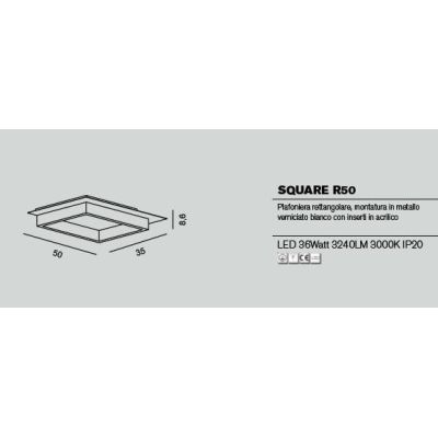 SQUARE R50 PLAFONIERA RETTANGOLARE 14 COLORI CM 50X35 LED INTEGRATO 36W MODERNA DI PROMOINGROSS PROMOINGROSS - Cristalensi Shop