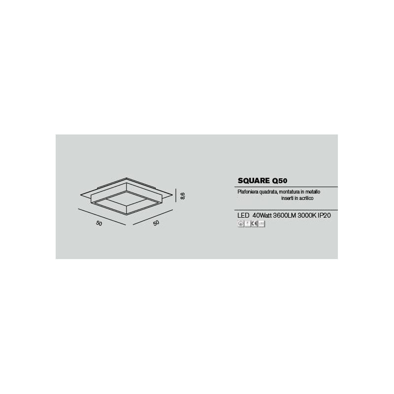 SQUARE Q50 PLAFONIERA QUADRATA 50X50 CM LED 40W MODERNA 14 COLORI DI PROMOINGROSS PROMOINGROSS - Cristalensi Shop Online