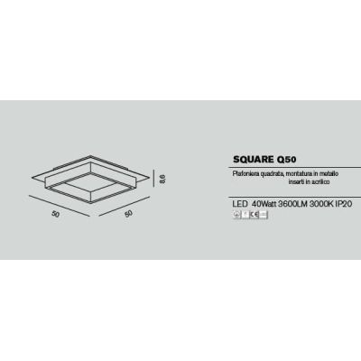 SQUARE Q50 PLAFONIERA QUADRATA 50X50 CM LED 40W MODERNA 14 COLORI DI PROMOINGROSS PROMOINGROSS - Cristalensi Shop Online